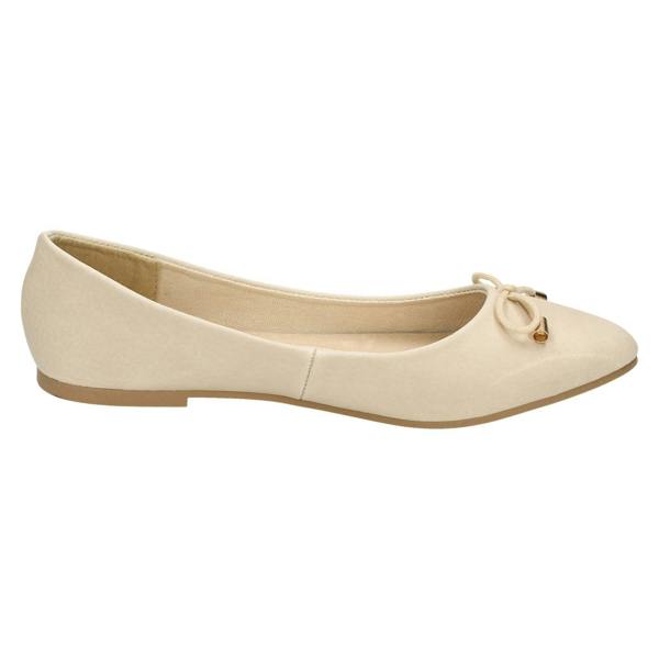 Leather Collection Ladies Leather Collection Bow Trim Vamp Ballerinas