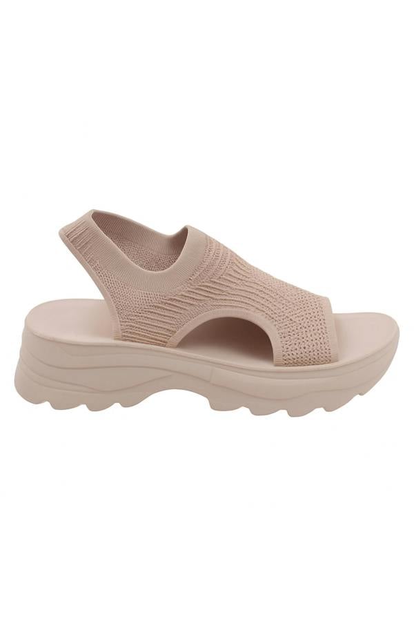 Sparkly Stretch Sock Sandals Pink, focused on chunky platform sole