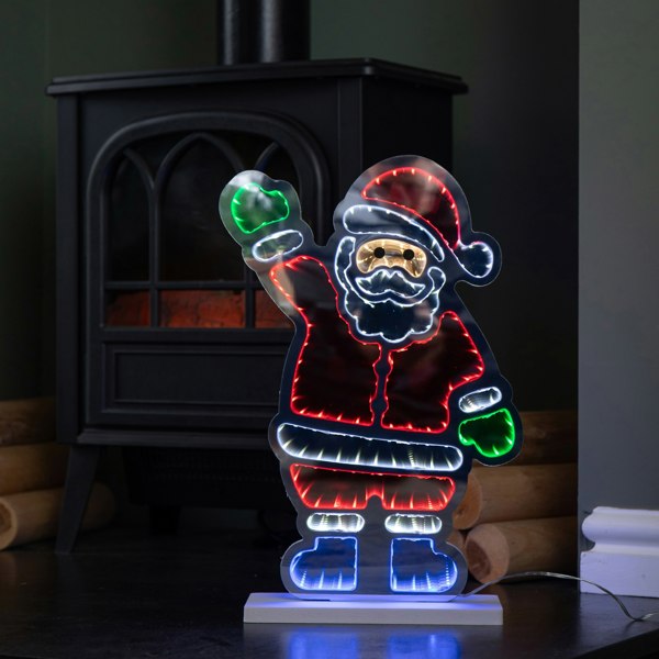 Samuel Alexander 40cm Light up Waving Santa Infinity Light Christmas Decoration with Multi-Coloured LEDs
