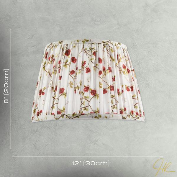 Traditional Red and Green Floral Cotton Fabric Pleated Lamp Shade Image 7