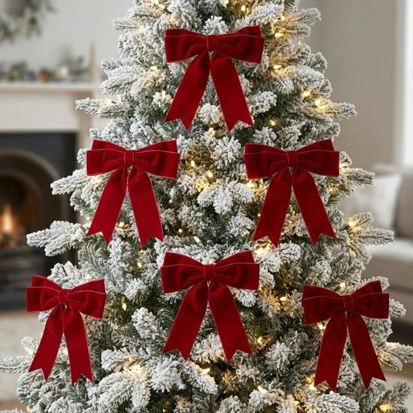 Garden Greatness 6 Pack Red Velvet Christmas Tree Bows