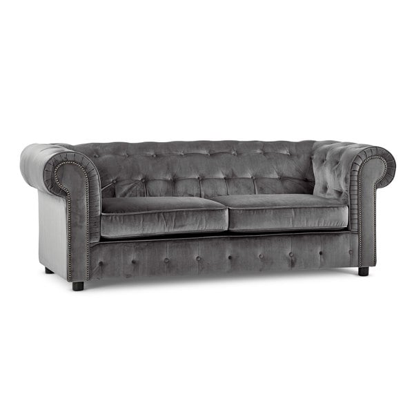 Furnishings For Less Ashbourne Chesterfield Plush Velvet Fabric Sofa Suite