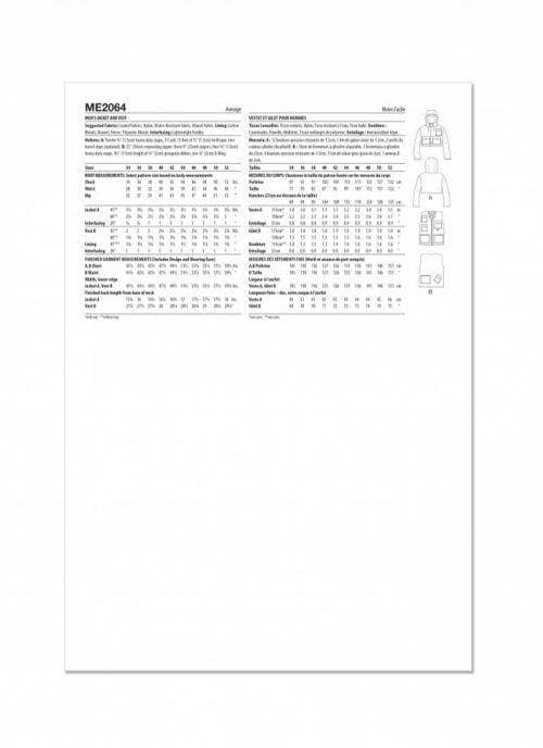 Know Me Sewing Pattern 2064, Jackets, Coats, Waistcoats for Men, AA (34-36-38-40-42) - Intermediate