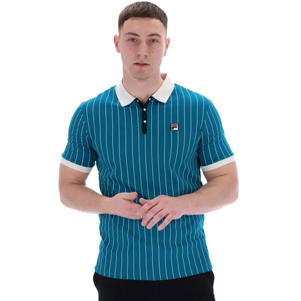 Fila BB1 Classic Striped Polo Shirt Deep Lagoon/Gardenia/Black