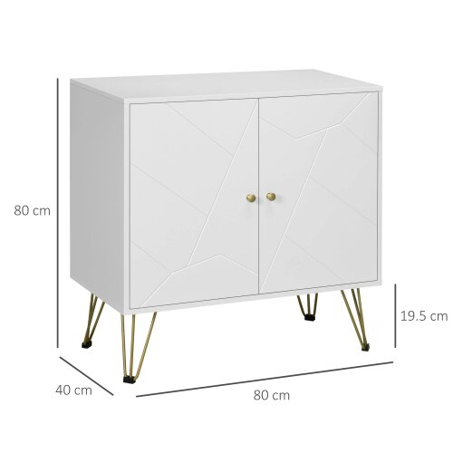Wyld Haus Vifiva White Slim Sideboard With Gold Hairpin Legs 2 Doors
