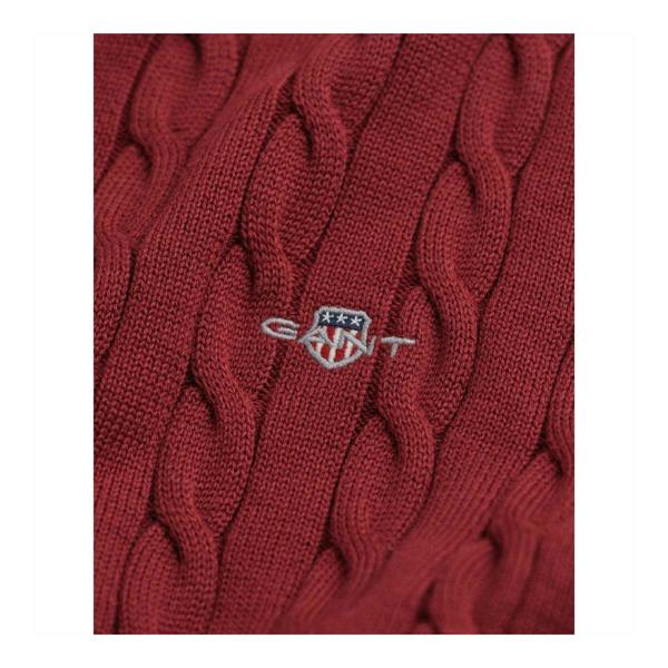 Gant Mens Cable Knit Half Zip Regular Jumper - Red - 