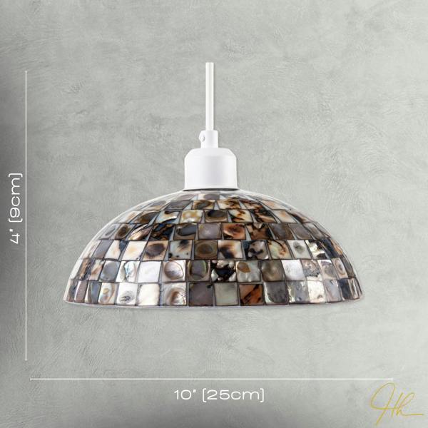 Natural Mother of Pearl Shell Mosaic Dome Ceiling Pendant Light Shade Image 7