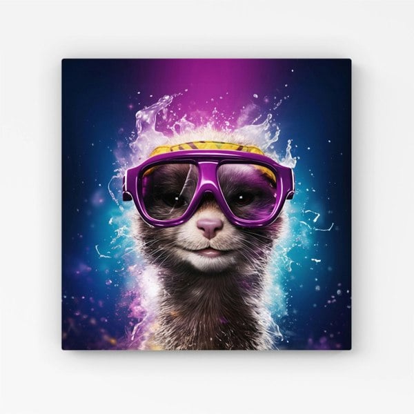 Warren Reed Splashart Ferret Purple Canvas