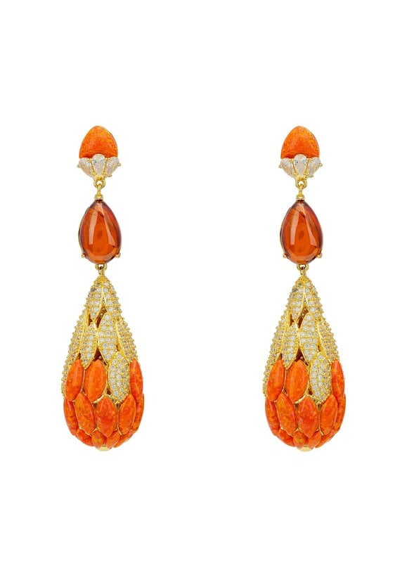 Latelita Carmen Fire Opal Drop Earrings Gold