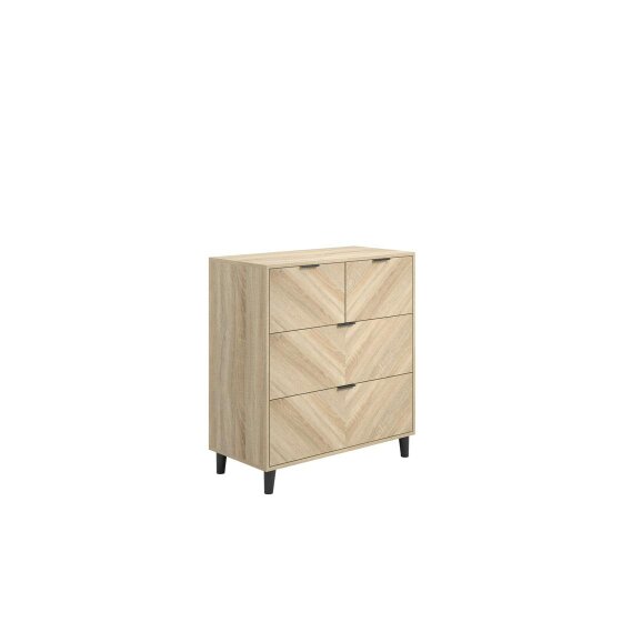 Wyld Haus Skerries Chevron 4 Drawer Storage Chest Natural Oak Wood