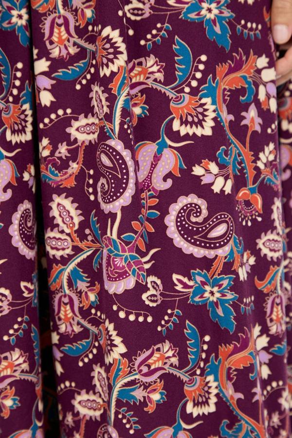 Mudflower Paisley Print Shirred Soft Touch Bodice Midi Dress