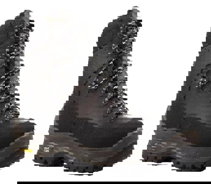 Grisport GriSport Overland Mens Vibram Hunting Shooting Walking Sporting Country Boots, black and brown waterproof hiking boots with ankle support and durable Vibram sole.