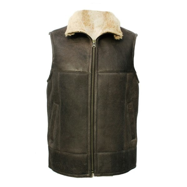 Eastern Counties Leather Mens Harvey Sheepskin Gilet - Chocolate Forest