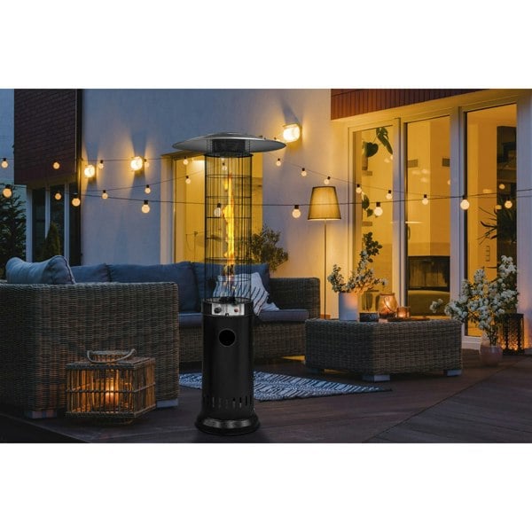 13kW Black Propane Gas Tower Patio Heater - Outdoor Garden Dining Radiator Pub - LoopsDirect