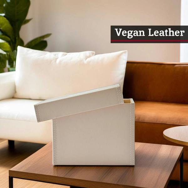 Cuir Leather Effect Cream Storage Box