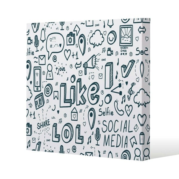Benjamin Tate Design Social media Slim Style Canvas Print  30x30cm , 15mm Slim Real wood.