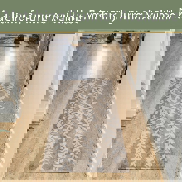 JVL Mega Mat Machine Washable Entrance Runner and Doormat Set, Brown Leaves