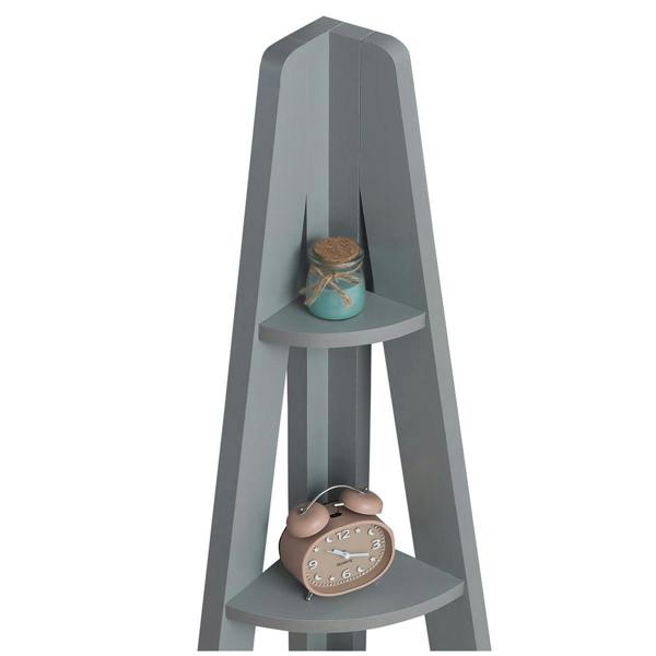 Timber Art Design Riva Scandinavian Retro 5 Tier Corner Ladder Bookcase Shelf Unit