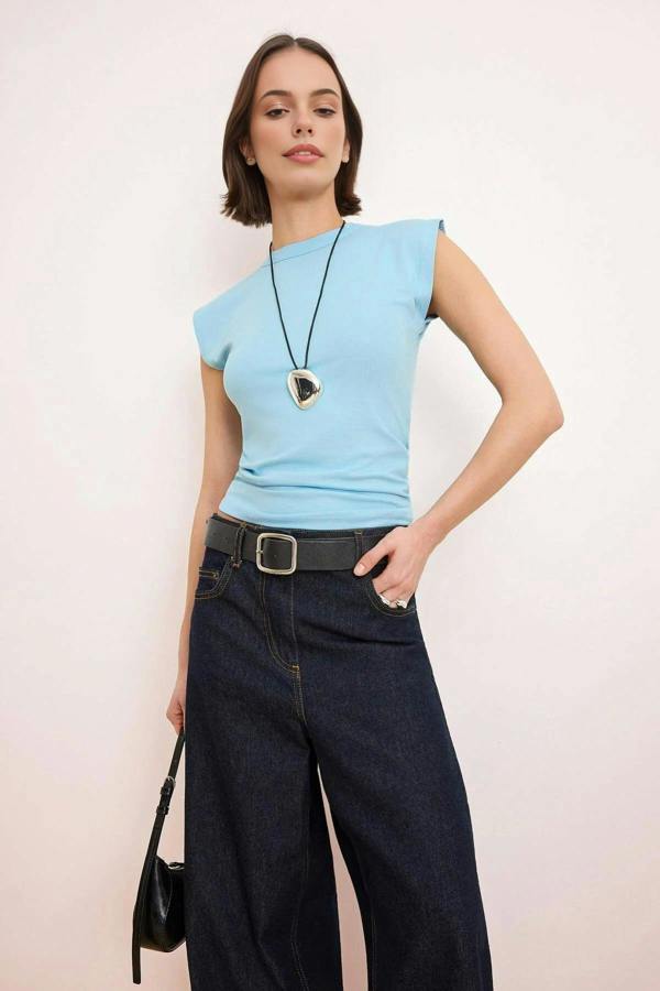 WOVCOR Viscose Fitted Knit Blouse