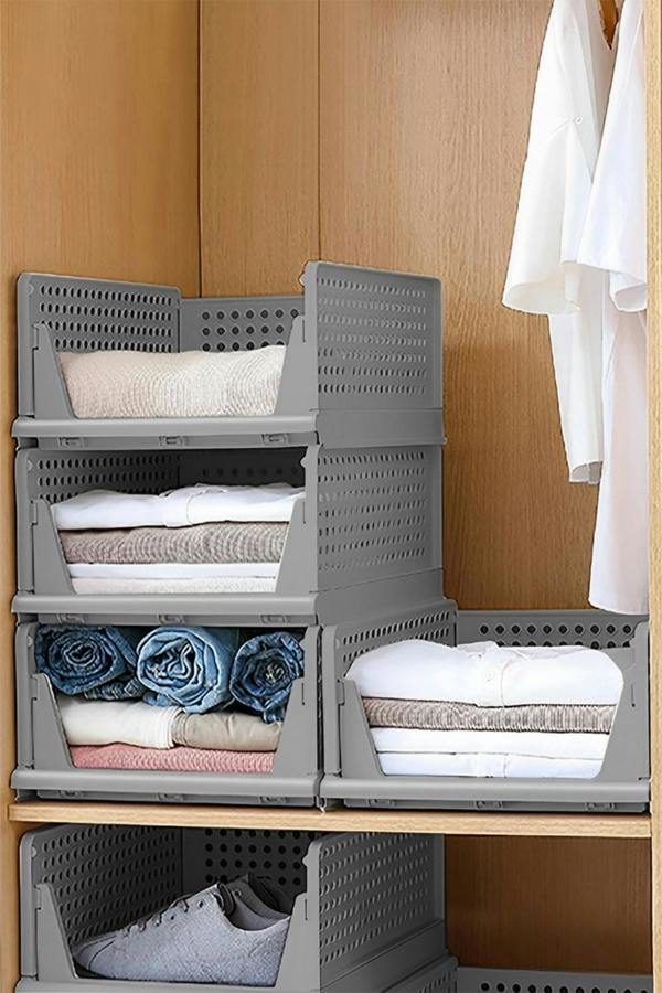 Living and Home Folding Plastic Wardrobe Storage Box Drawer Organizer Box Bedroom