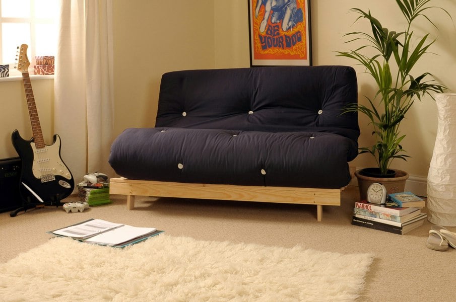 Comfy Living Wooden Futon sofa bed frame with a Luxury Mattress