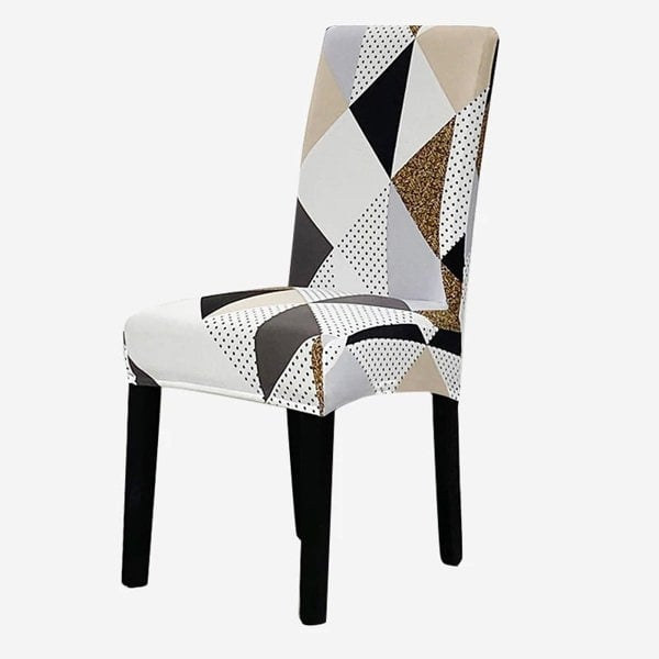 Anyseat Brown Khaki Triangle Pattern Elastic Chair Cover for Dining Room