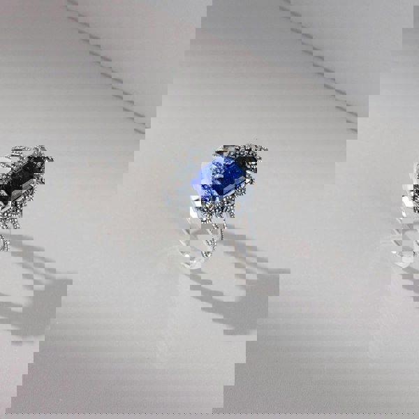 Gemondo Art Deco Style Baguette Lapis Lazuli & Marcasite Ring in 925 Sterling Silver