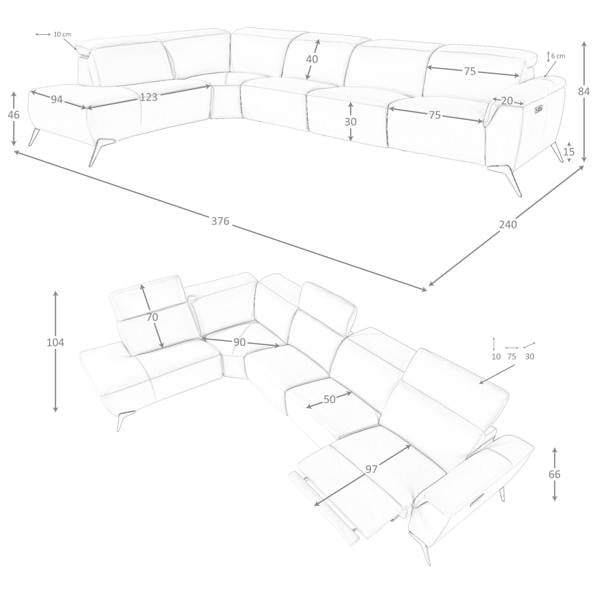 Angel Cerdá Modular corner recliner sofa in brown leather 6280/6281