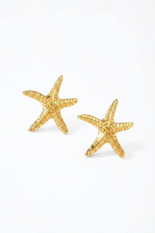 Serla Gold Plated Star Fish Earrings
