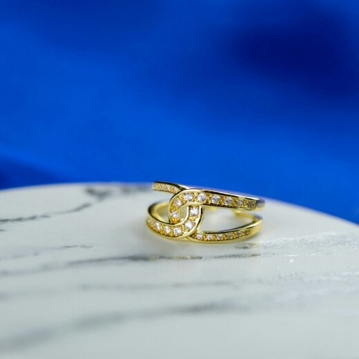 The Colourful Aura Adjustable U-Shaped Zircon Hip Hop Cross Braid Luxury Fashion Statement Ring