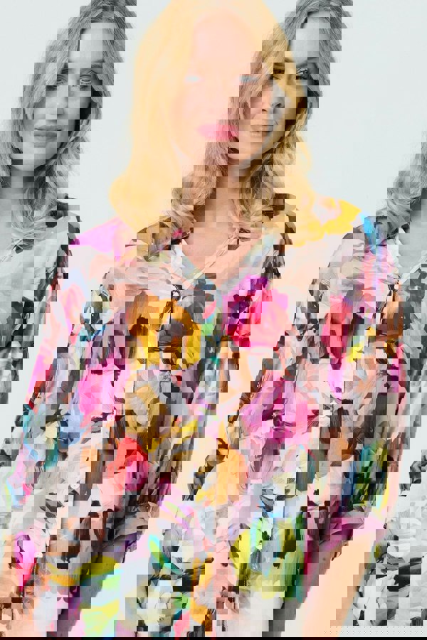 Pink | Brushstroke Print 3/4 Sleeve Shirt
