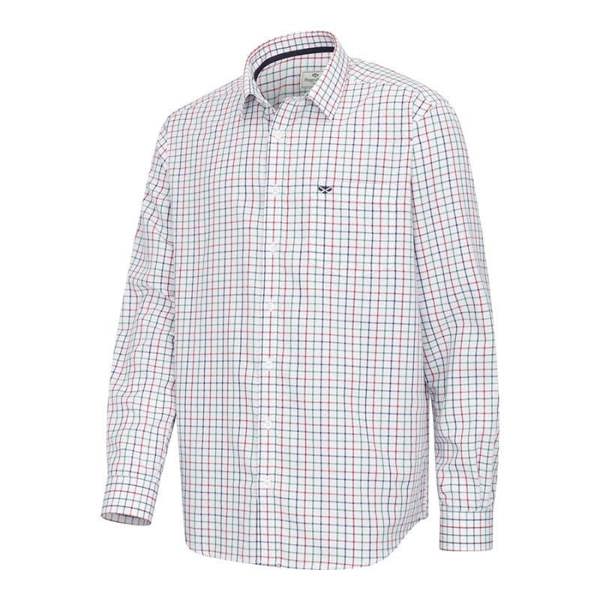 Hoggs of Fife Fernie bamboo shirt in red and green check, smart breathable shirt for farmers, shooters and countryside wear