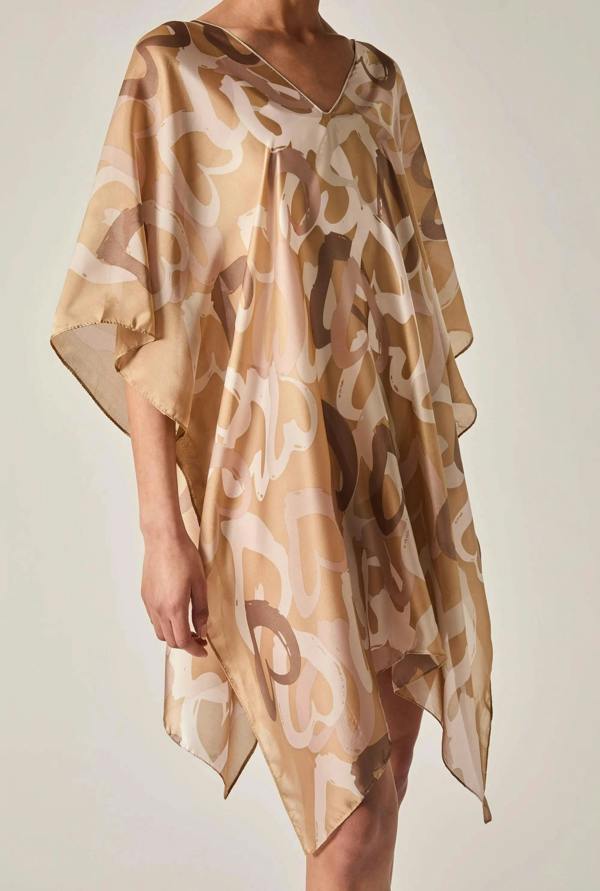 James Lakeland Beige Heart Print Kaftan
