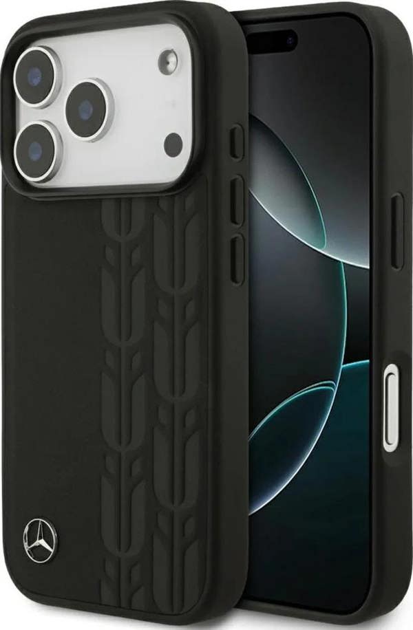 Mercedes Leather Laurel Leaves Case with MagSafe for iPhone 17 Pro 6.3" Black - MEHMP17L25RDSLAK