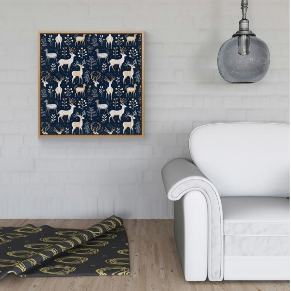 Warren Reed Reindeer, Whimsical, Illustration Pattern Framed Canvas