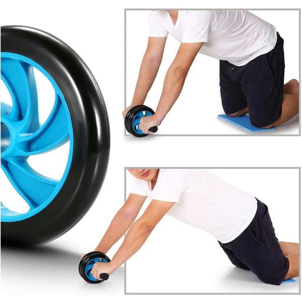 ENER-J 5 in 1 Home Training Ab Roller Wheel Kit Equipment, Fitness Invention Ab Roller Wheel Kit with Push-Up Bar Jump Rope, With Knee Pad