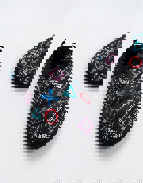 PlayStation Boys Black Controller Symbols Slip On Loafer Slippers