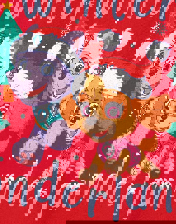 Paw Patrol Girls Red Winter Wonderland Short Sleeved T-Shirt