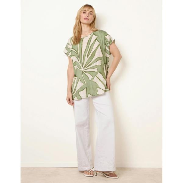 Blue Vanilla Large Floral Round Neck Top