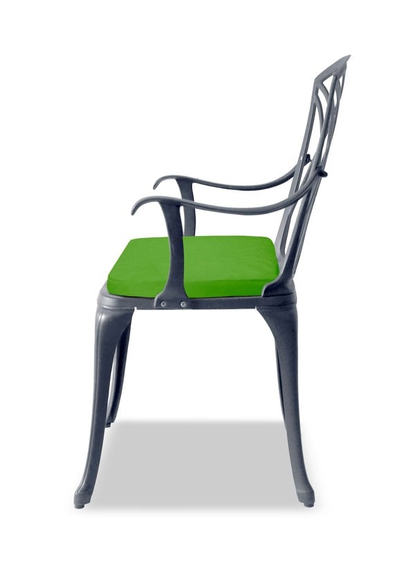 Centurion Supports OSHOWA Luxurious Garden and Patio Table and 2 Large Chairs with Armrests Cast Aluminium Bistro Set - Grey with Green Cushions