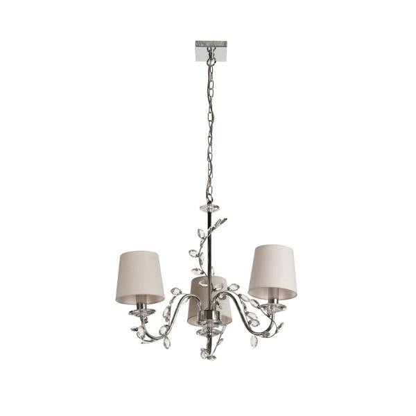 Lighting Collection Cassia 3 light Chrome & Glass Ceiling Pendant