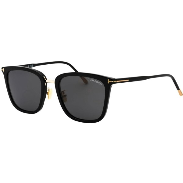 Tom Ford Asian Fit Smoke Grey Lens Shiny Black Sunglasses