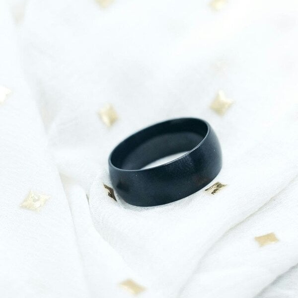 The Colourful Aura 8mm Mens Matt Black Blue Silver Plain Tungsten Engagement Band Ring