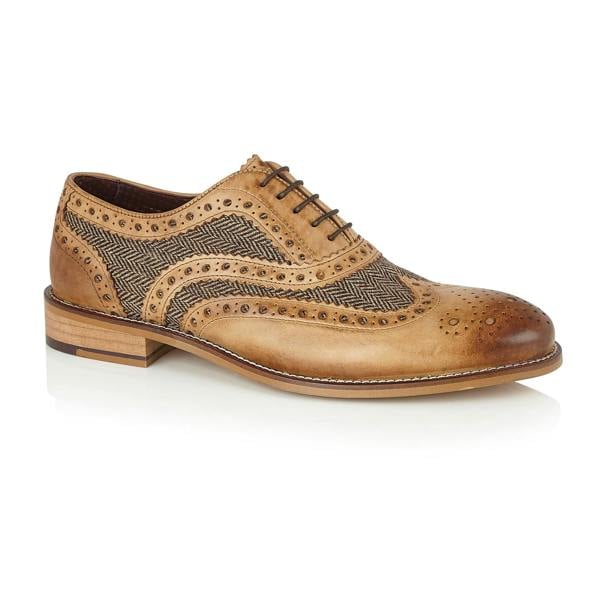 Gatsby Leather Brogue Tan / Tweed - London Brogues