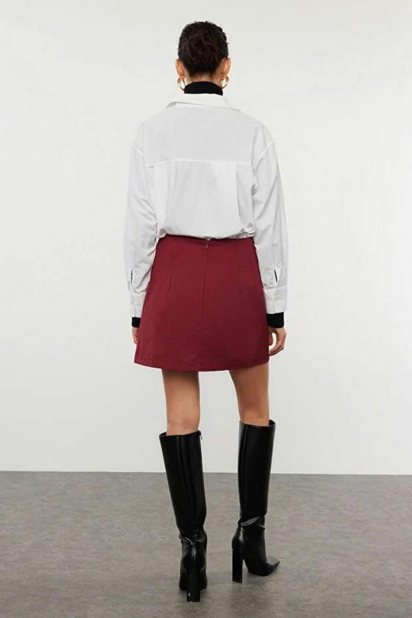 WOVCOR High Waist A-line Mini Woven Skirt