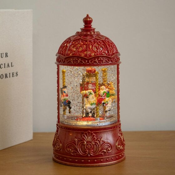 Samuel Alexander 23cm Dual Powered Christmas Water Spinner Lantern with Rotating Nutcracker Scene