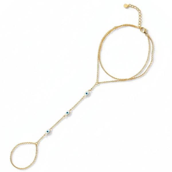 Spero London Evil Eye Sterling Silver Hand Chain