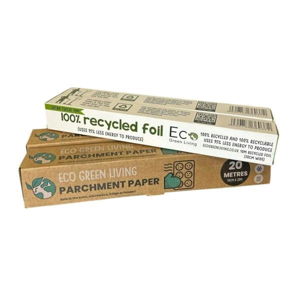 Eco Green Living Foil x 2, 10m x 30cm Parchment Paper x 2, 20m x 30cm