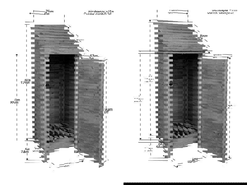 Arbor Garden Solutions Wooden Log Store with Door W-79cm, H-126cm or 180cm, D-88cm