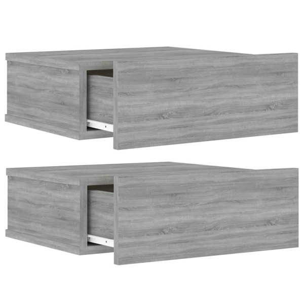 Berkfield Floating Nightstands 2pcs Grey Sonoma 40x30x15cm Engineered Wood
